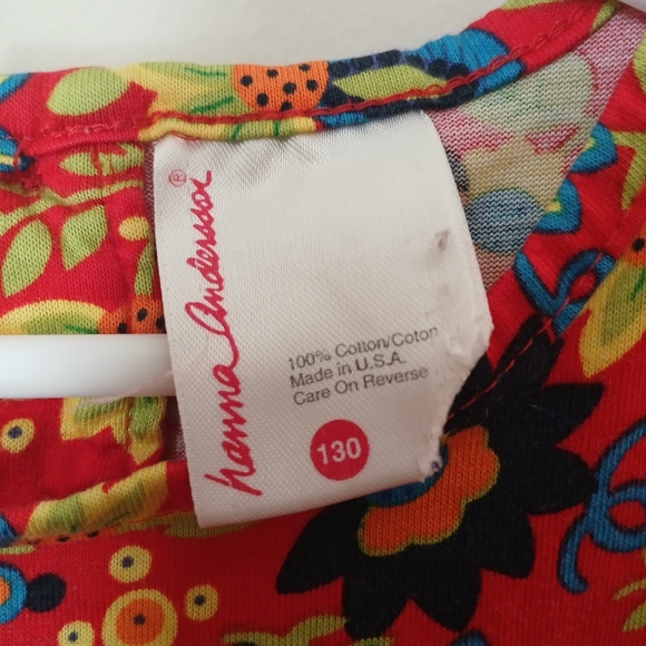 Hanna Anderson Girl's Red Floral Long Sleeve Knit Dress US Size 8 - Picture 3 of 6